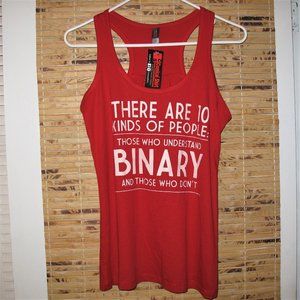 Comical Shirt Binary Math Humor Women's Red Tank Top T-Shirt  (*Tag Size: XS)